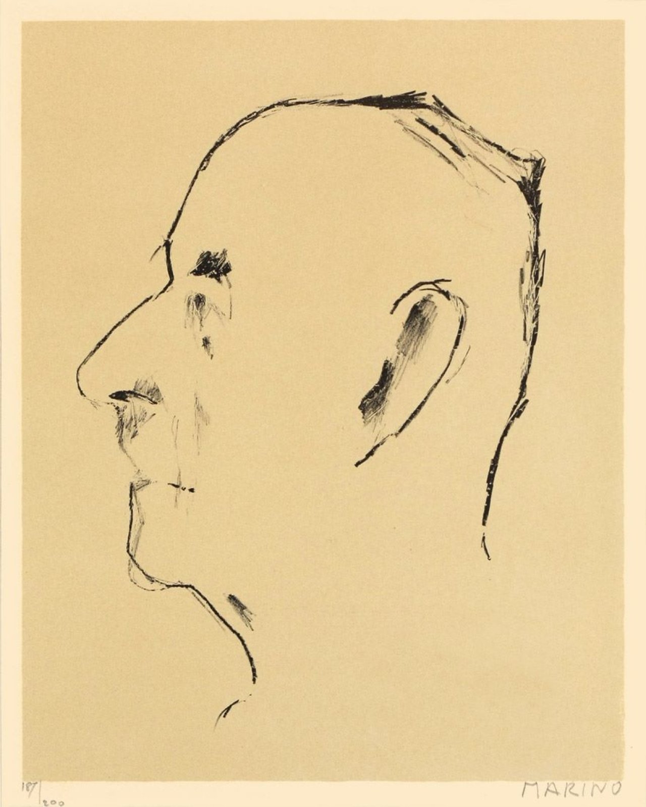 Auf diesem Bild ist das folgende Kunstwerk zu sehen: Marino Marini. „Portrait von Thomas Mann“. 1955.