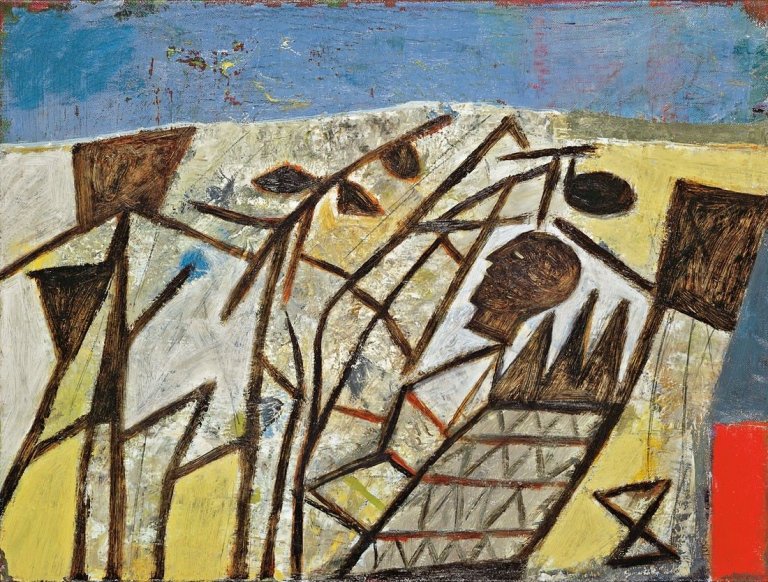 Auf diesem Bild ist das folgende Kunstwerk zu sehen: Mimmo Paladino. Tarquinia. 1999.