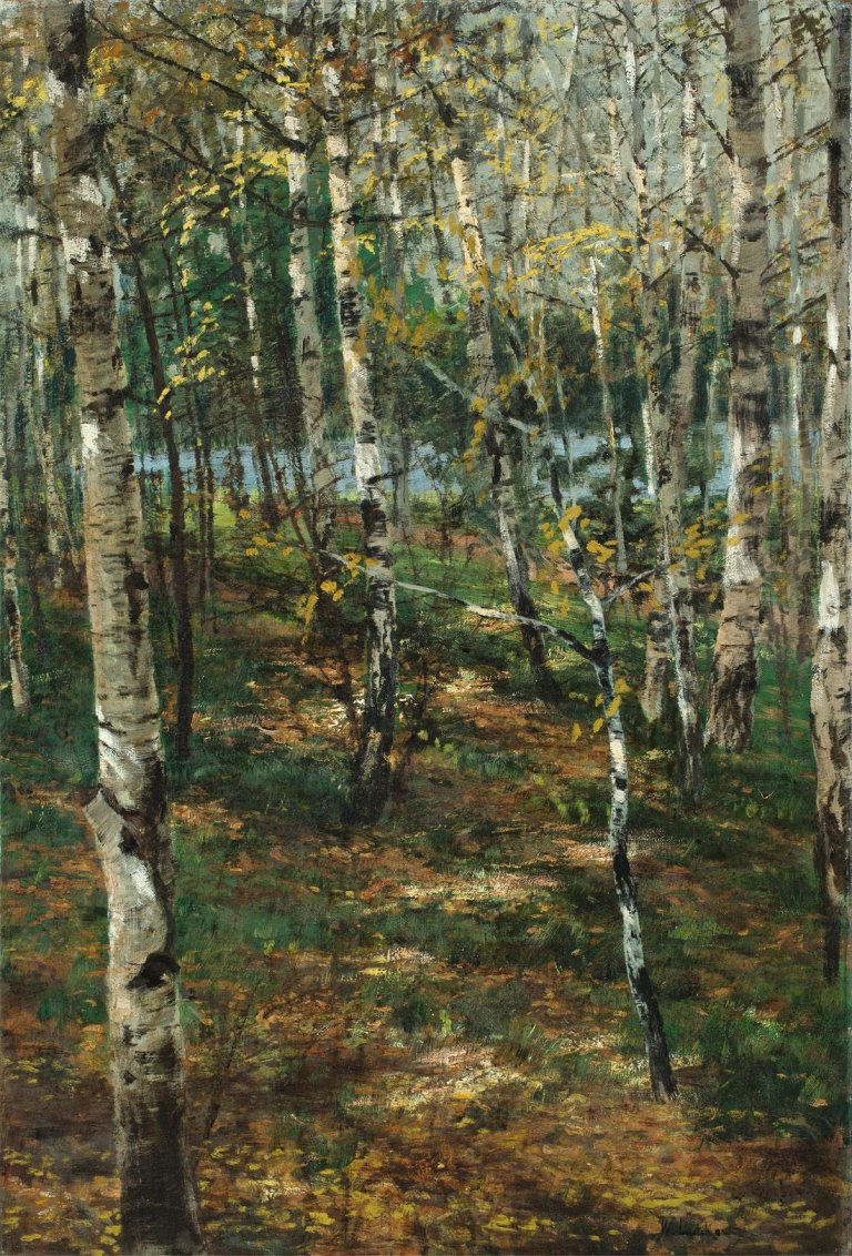 Auf diesem Bild ist das folgende Kunstwerk zu sehen: Walter Leistikow. „Birkenwäldchen“. Um 1892/94.