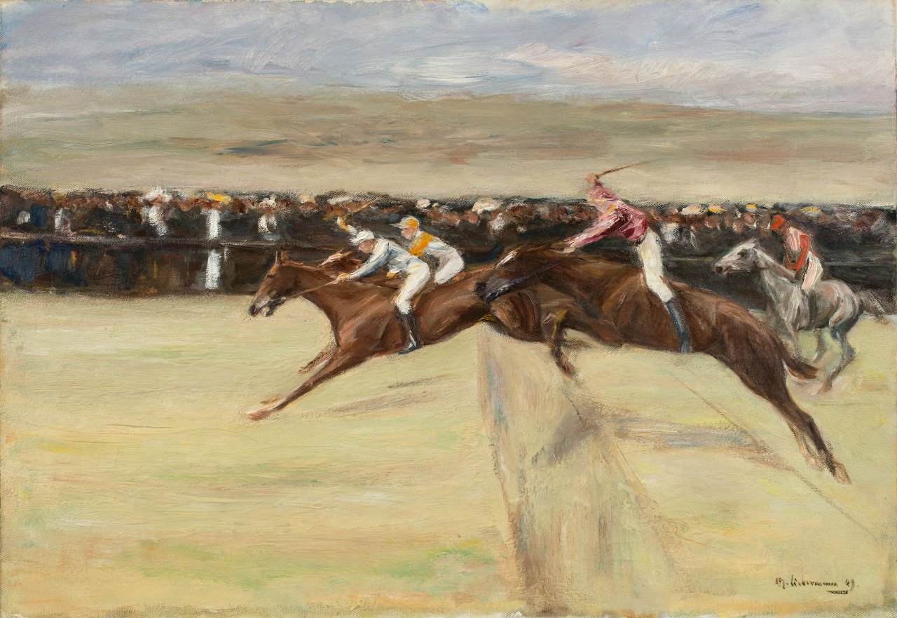 This picture shows the following artwork: Max Liebermann. “Pferderennen in den Cascinen – 1. Fassung“. 1909.