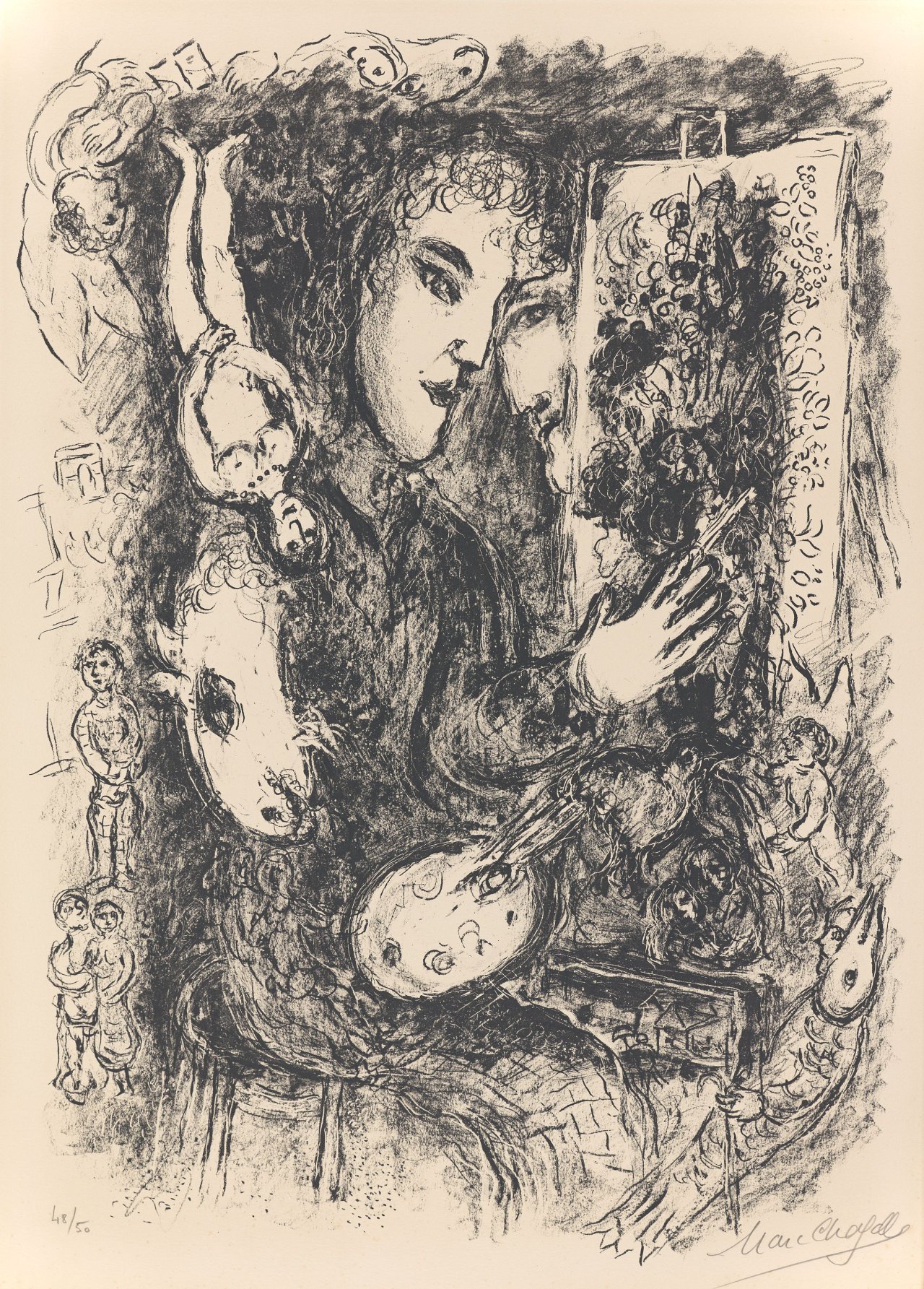 Auf diesem Bild ist das folgende Kunstwerk zu sehen: Marc Chagall. „L'inspiration“. 1976.