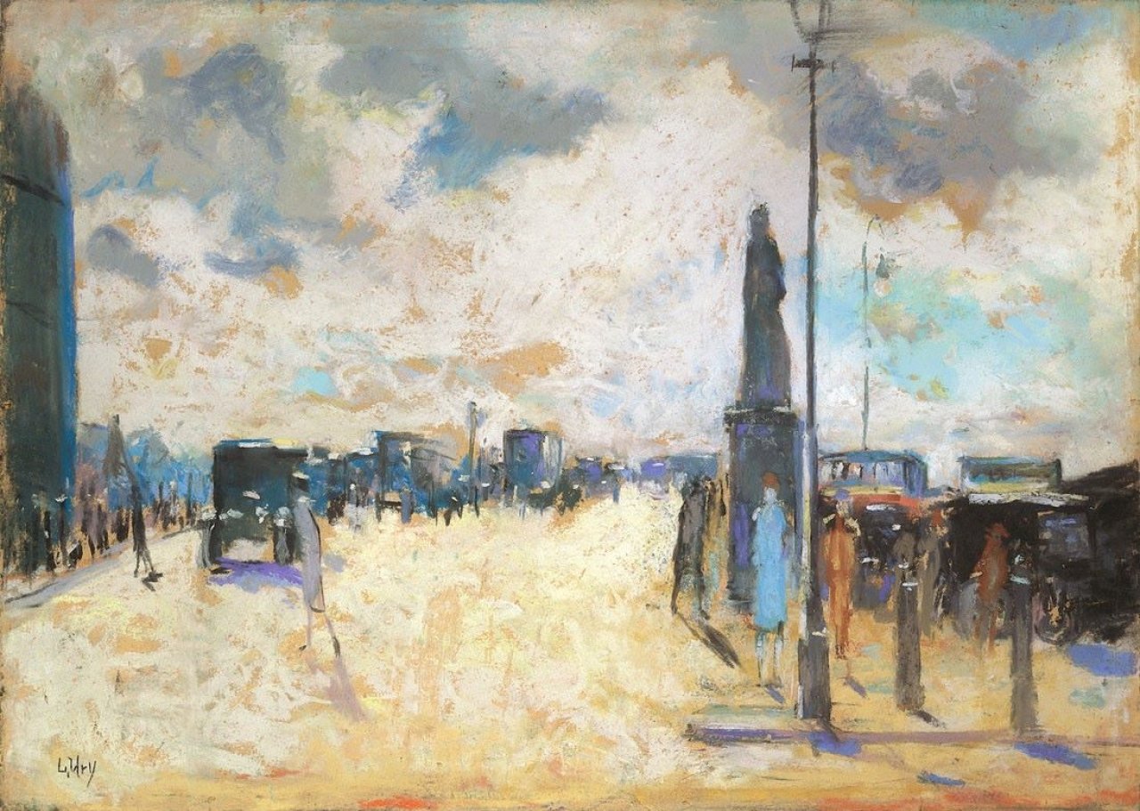 Auf diesem Bild ist das folgende Kunstwerk zu sehen: Lesser Ury. „Blick über die London Bridge“. 1926.