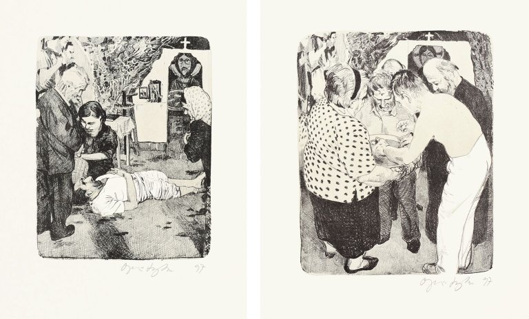 Auf diesem Bild ist das folgende Kunstwerk zu sehen: Johannes Grützke. „Die Kathedrale des Künstlers“. 1997.