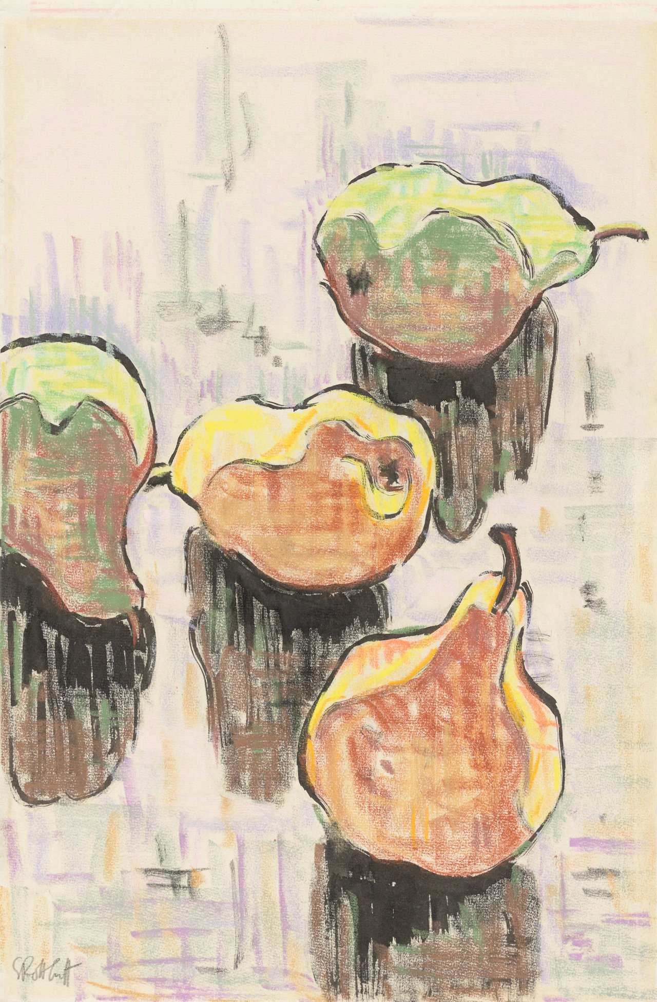 Auf diesem Bild ist das folgende Kunstwerk zu sehen: Karl Schmidt-Rottluff. Birnenstillleben. 1938.