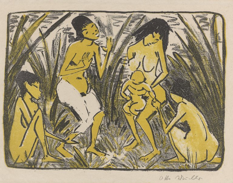 Auf diesem Bild ist das folgende Kunstwerk zu sehen: Otto Mueller. „Auffindung des Moses“. Um 1920.