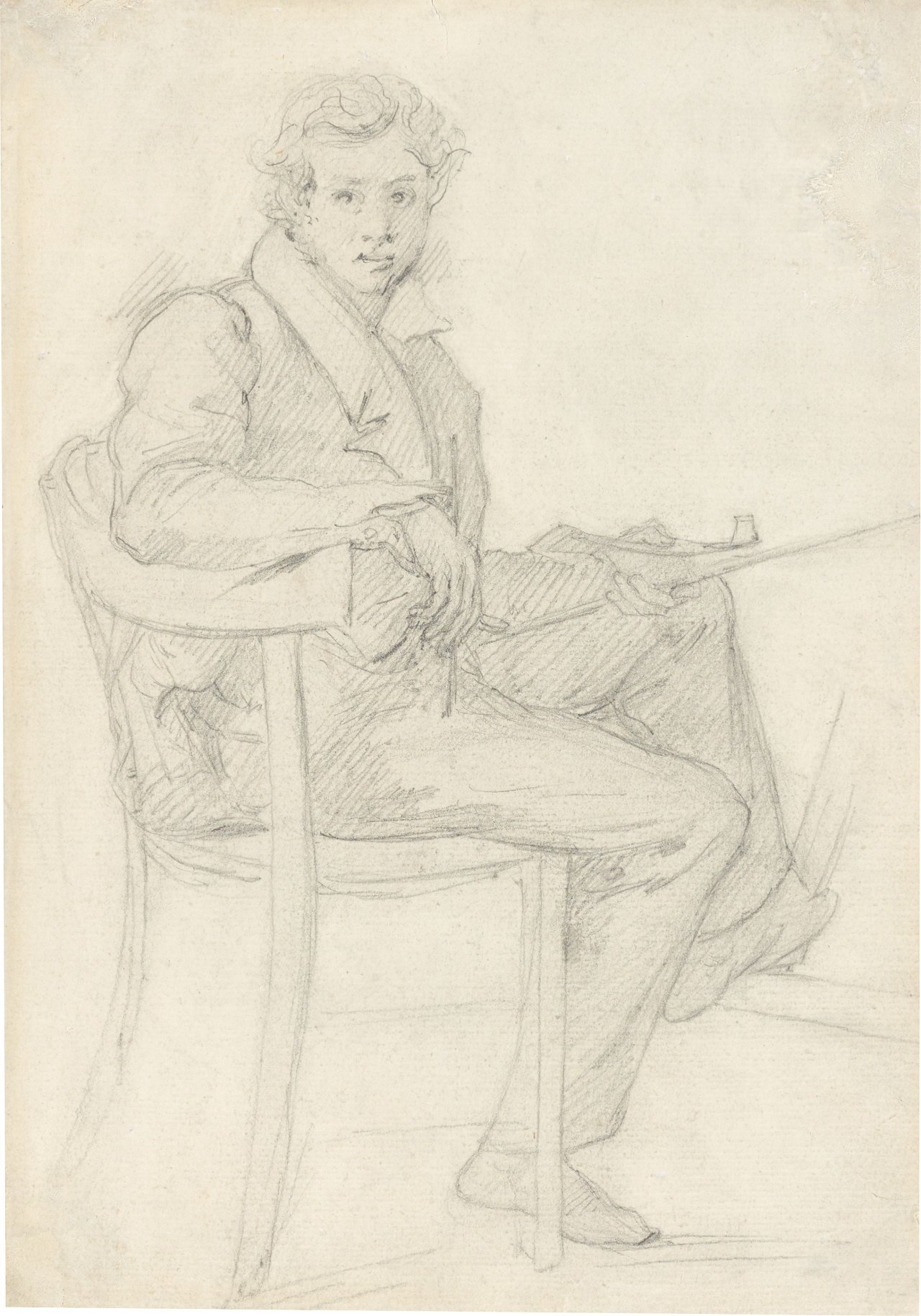 Auf diesem Bild ist das folgende Kunstwerk zu sehen:  Französisch, um 1820. Portrait eines jungen Künstlers.