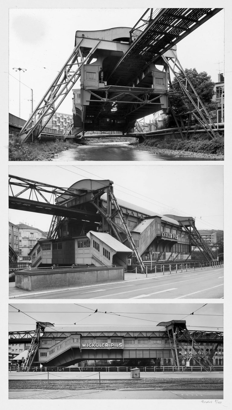 Auf diesem Bild ist das folgende Kunstwerk zu sehen: Bernd und Hilla Becher (Siegen 1931 - 2007 Rostock / Potsdam 1934 - 2015 Düsseldorf). Schwebebahn-Bahnhof, Werther Brücke, Wuppertal. 1972.