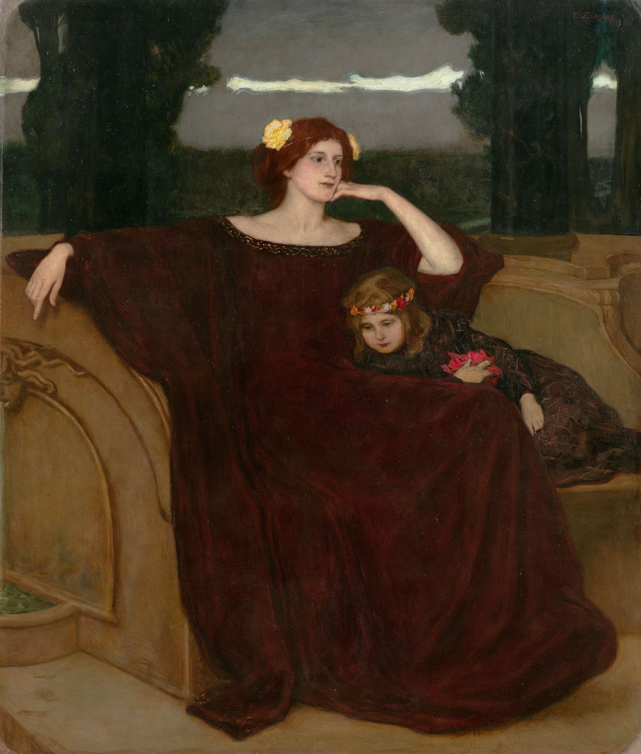 Auf diesem Bild ist das folgende Kunstwerk zu sehen: Karl Ziegler. „Nocturno“ (Abendstimmung). (Vor) 1899.