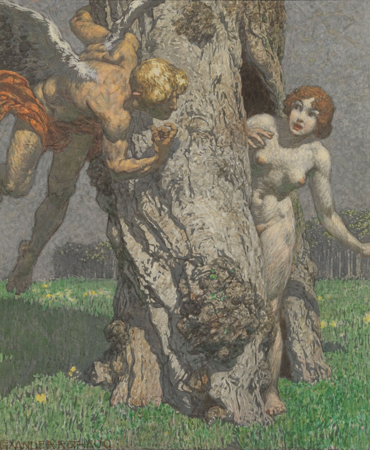Auf diesem Bild ist das folgende Kunstwerk zu sehen: Alexander Rothaug. „Der Frühling und die Dryade“.