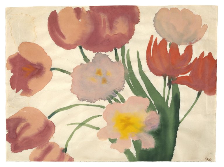 This picture shows the following artwork: Emil Nolde. Red tulips.