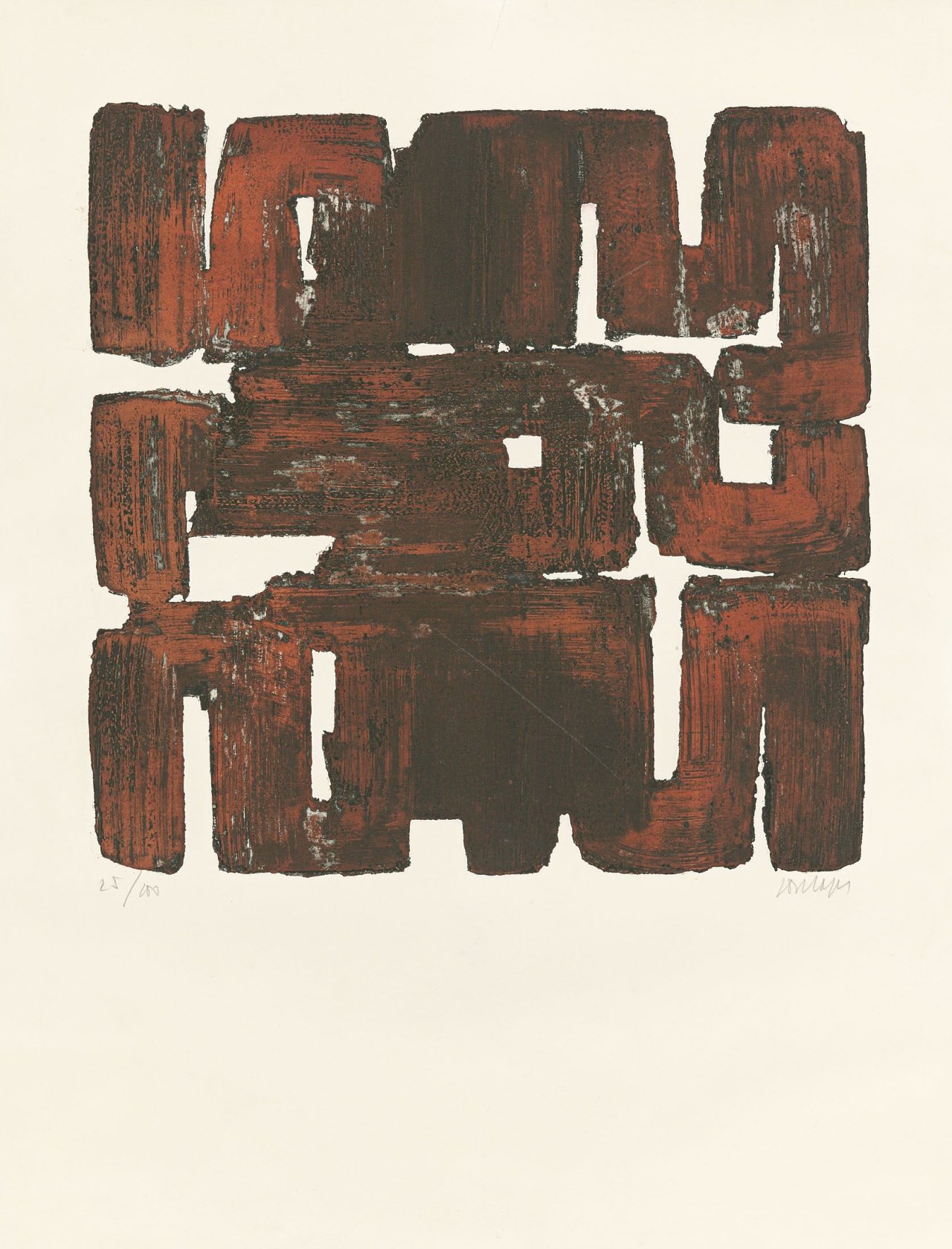 Auf diesem Bild ist das folgende Kunstwerk zu sehen: Pierre Soulages. „Eau-Fortes XI“. 1957.