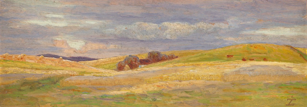 Auf diesem Bild ist das folgende Kunstwerk zu sehen: Johan Thomas Lundbye. Dänische Landschaft (Studie).