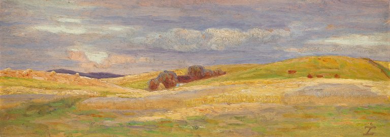 Auf diesem Bild ist das folgende Kunstwerk zu sehen: Johan Thomas Lundbye. Dänische Landschaft (Studie).
