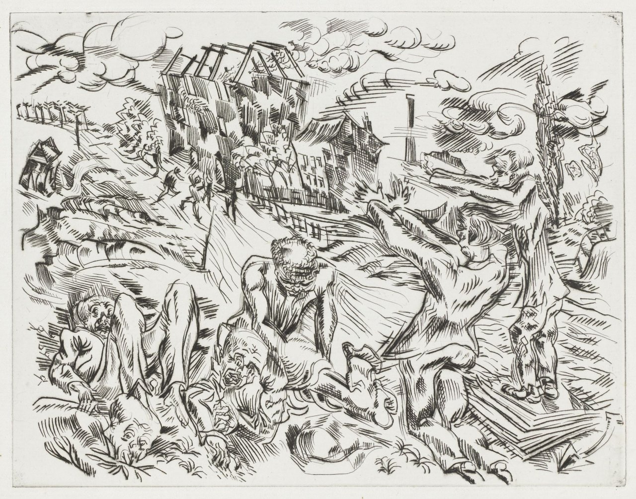 Auf diesem Bild ist das folgende Kunstwerk zu sehen: Ludwig Meidner. Apokalypse. Um 1918.