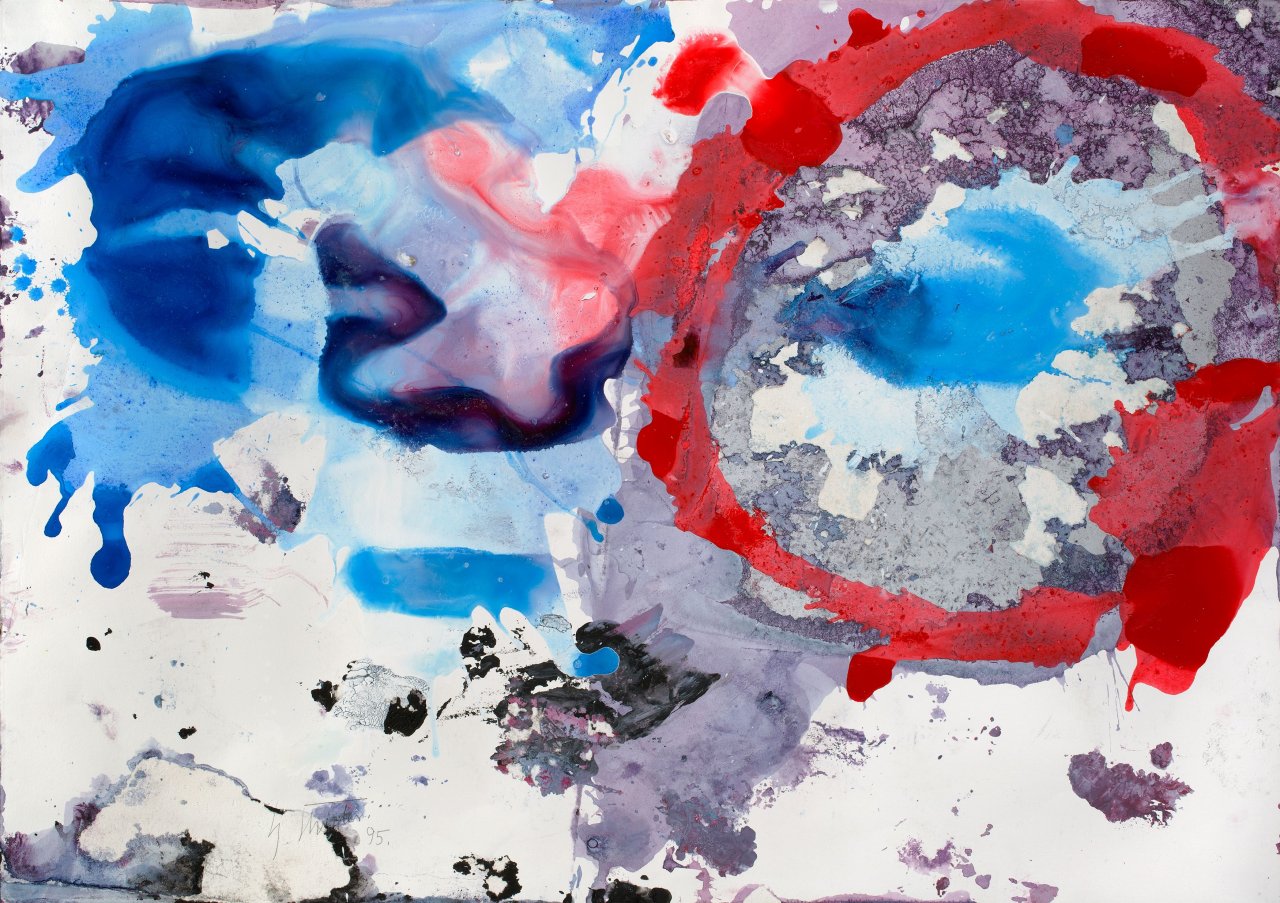 This picture shows the following artwork: Fred Thieler. Ohne Titel (Blau-Rot). 1995.
