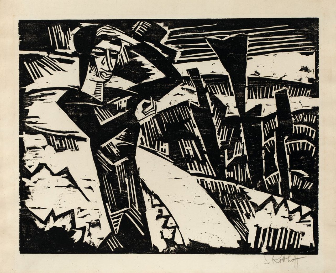 Auf diesem Bild ist das folgende Kunstwerk zu sehen: Karl Schmidt-Rottluff. „Frau in den Dünen“. 1914.