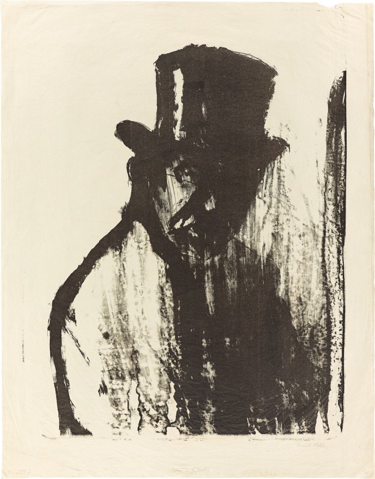 This picture shows the following artwork: Emil Nolde. ”Mann im Zylinder I (Dr. Gustav Schiefler)”. 1911.