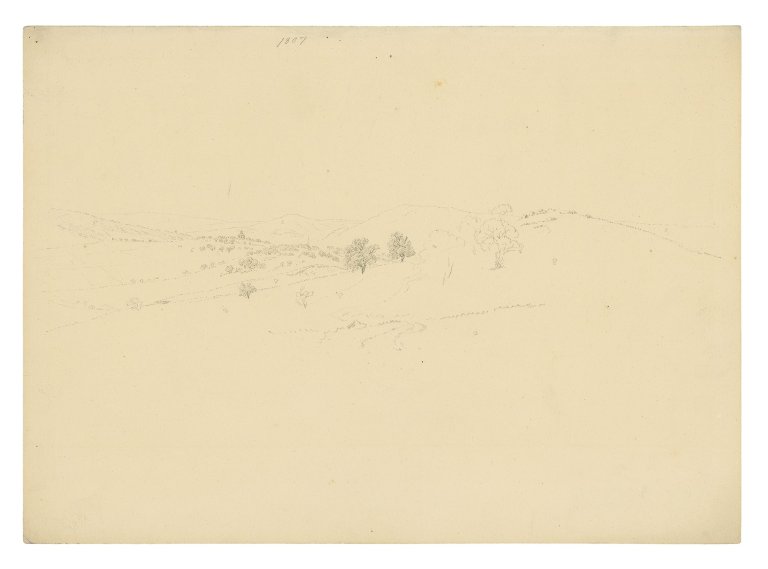 This picture shows the following artwork: Caspar David Friedrich. „Böhmische Landschaft (Hügellandschaft)“. 1807.