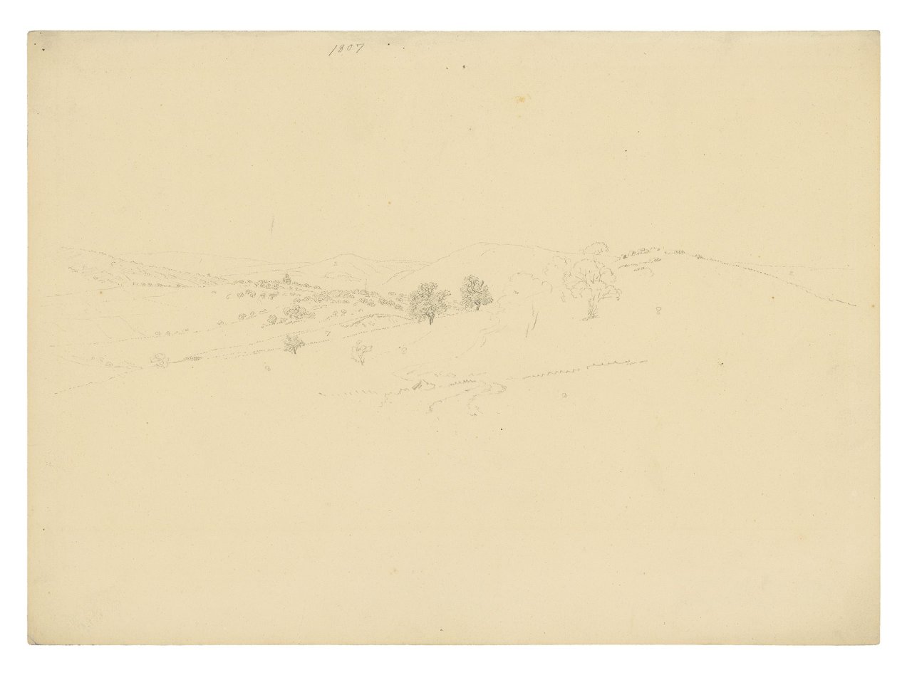 This picture shows the following artwork: Caspar David Friedrich. „Böhmische Landschaft (Hügellandschaft)“. 1807.