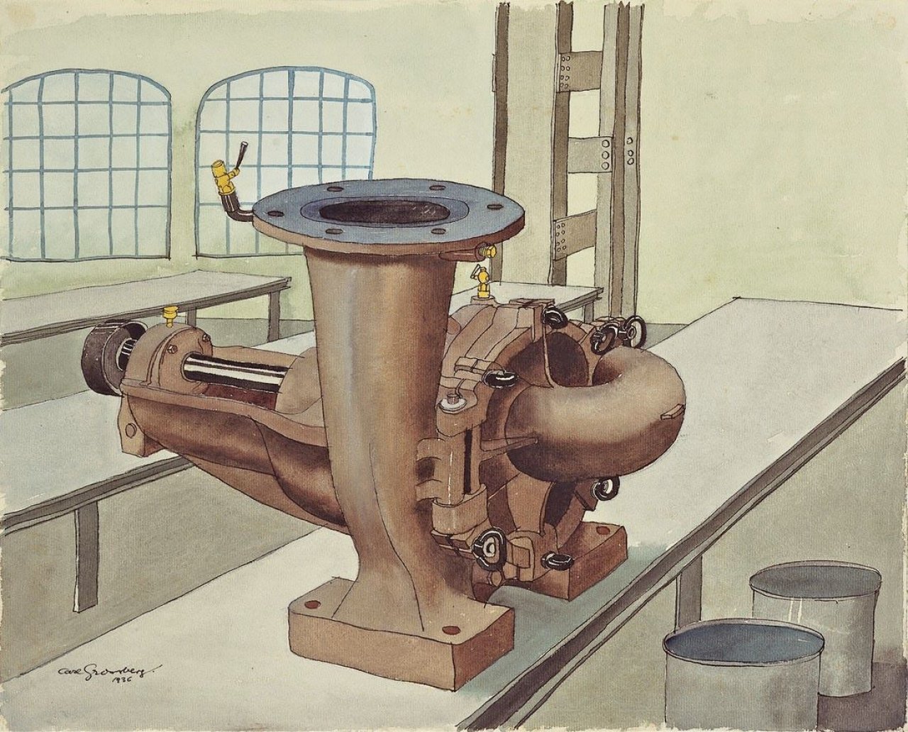 Auf diesem Bild ist das folgende Kunstwerk zu sehen: Carl Grossberg. Pumpe. 1936.