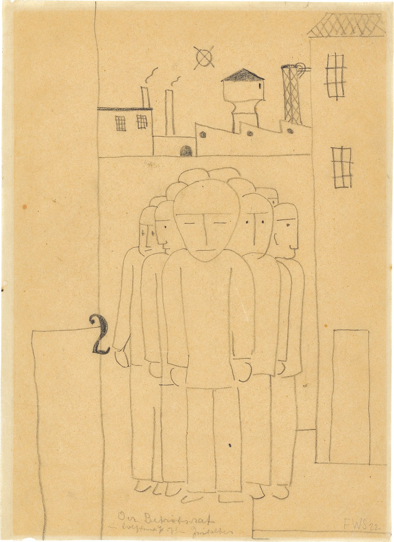 Auf diesem Bild ist das folgende Kunstwerk zu sehen: Franz Wilhelm Seiwert. „Der Betriebsrat“. 1922.