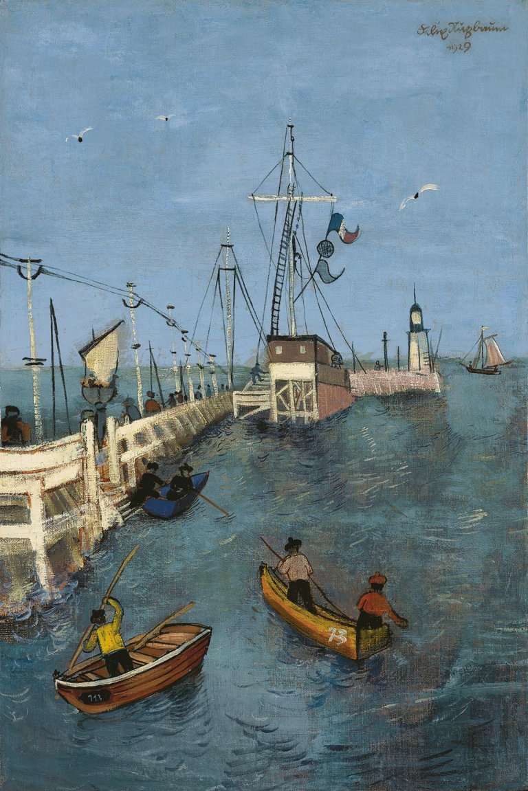 Auf diesem Bild ist das folgende Kunstwerk zu sehen: Felix Nussbaum. „Seesteg in Ostende (2)“. 1929.