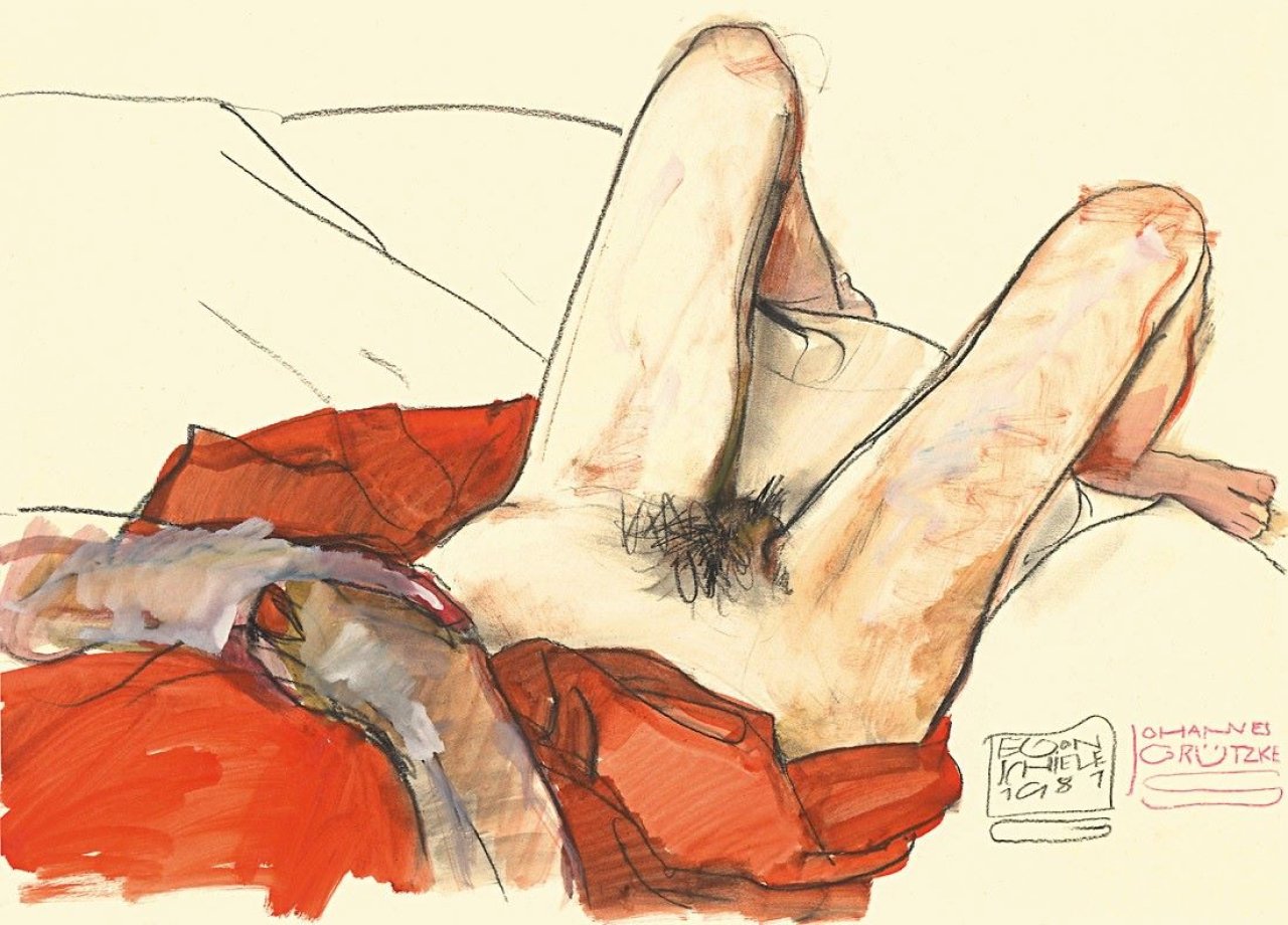Auf diesem Bild ist das folgende Kunstwerk zu sehen: Johannes Grützke. „Egon Schiele 1981“. 1981.