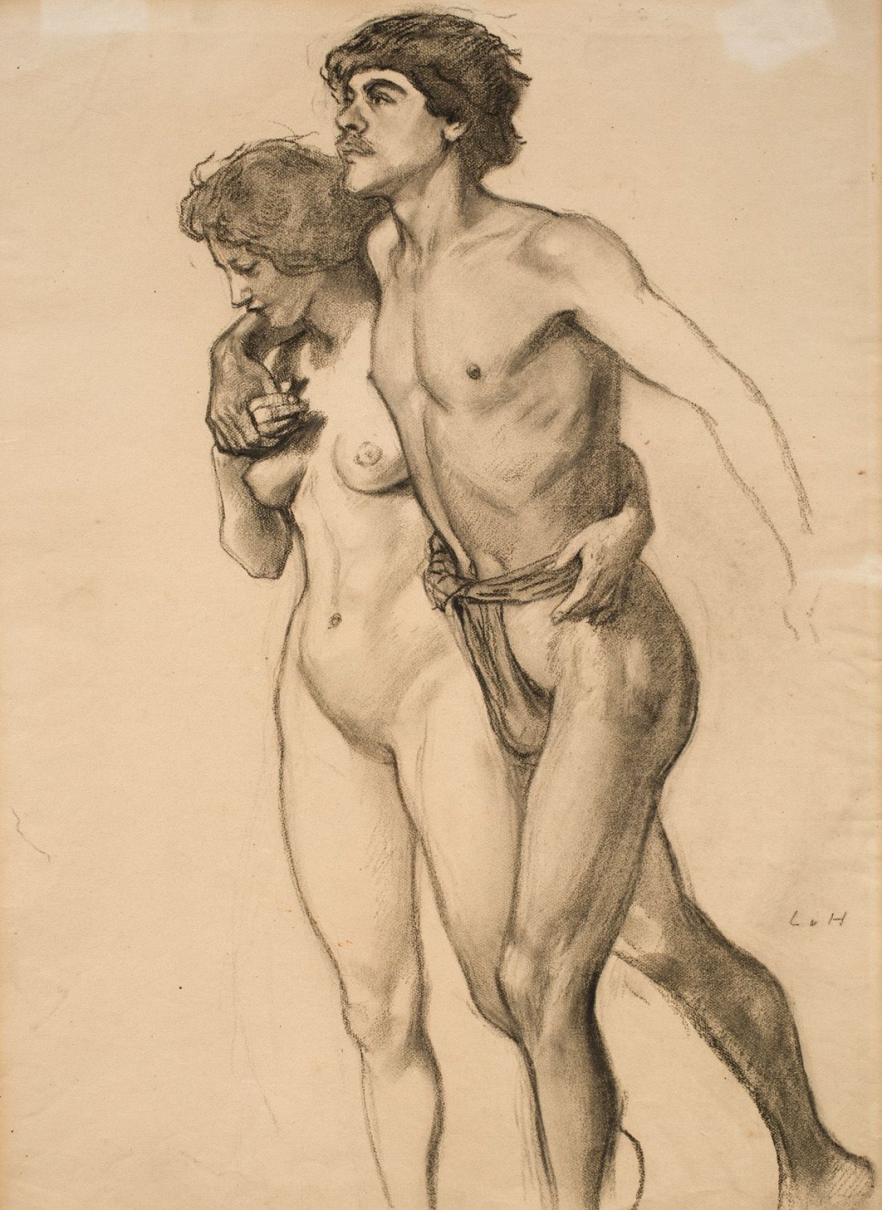 Auf diesem Bild ist das folgende Kunstwerk zu sehen: Ludwig von Hofmann. Studie zum „Frühlingssturm“. Um 1894.