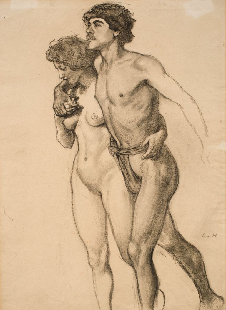 Auf diesem Bild ist das folgende Kunstwerk zu sehen: Ludwig von Hofmann. Studie zum „Frühlingssturm“. Um 1894.
