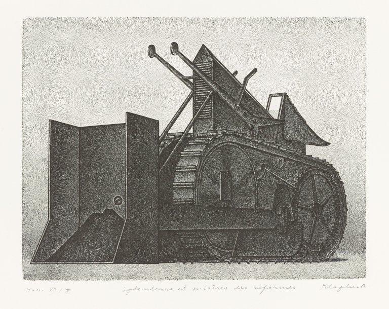 This picture shows the following artwork: Konrad Klapheck. "Glanz und Elend der Reformen". 1976/77.