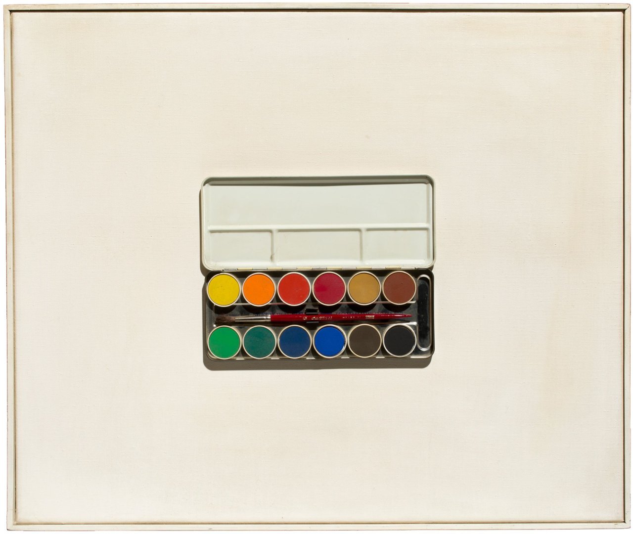 Auf diesem Bild ist das folgende Kunstwerk zu sehen: Timm Ulrichs. „Tuschkasten (totalkunst-objekt)“. 1961.