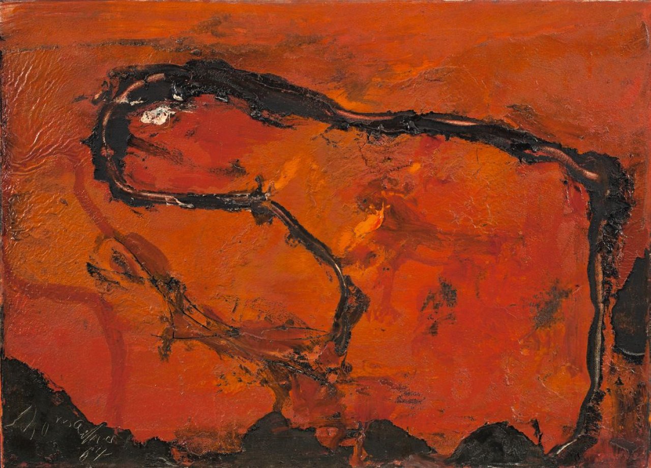 Auf diesem Bild ist das folgende Kunstwerk zu sehen: Emil Schumacher. „Pega“. 1964.