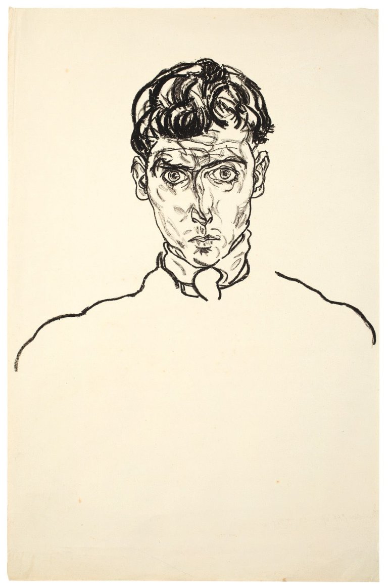 Auf diesem Bild ist das folgende Kunstwerk zu sehen: Egon Schiele. „Bildnis Paris von Gütersloh“. 1918.