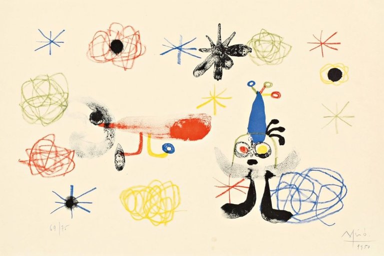 Auf diesem Bild ist das folgende Kunstwerk zu sehen: Joan Miró. „Red Bird II“. 1951.