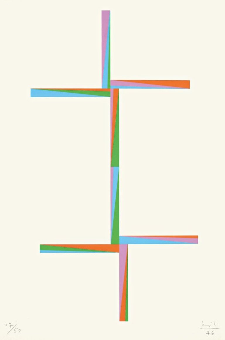 Auf diesem Bild ist das folgende Kunstwerk zu sehen:  Mappenwerk. „Vier Zürcher Konstruktionen“. 1976.