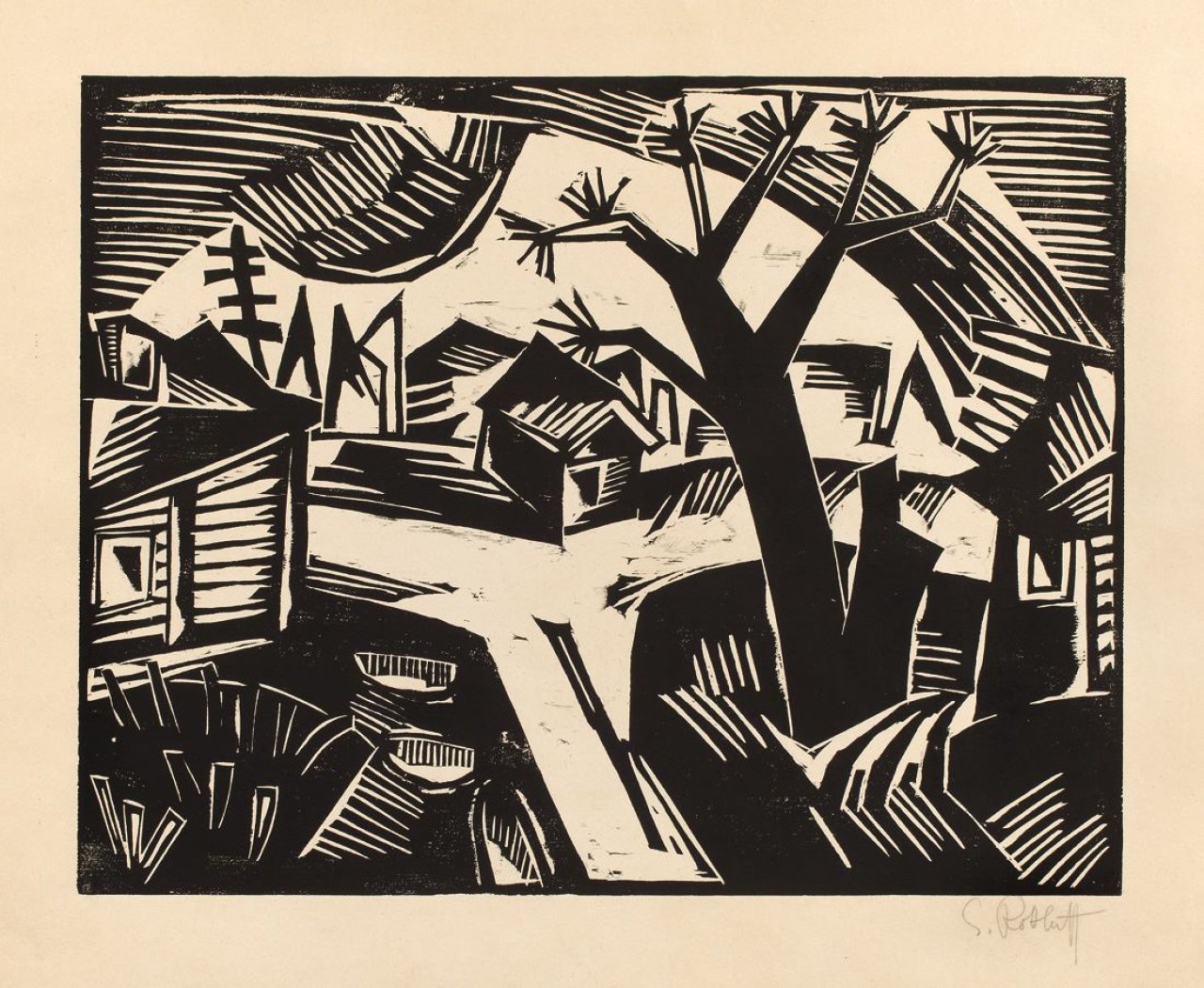 Auf diesem Bild ist das folgende Kunstwerk zu sehen: Karl Schmidt-Rottluff. „Russische Landschaft“. 1919.