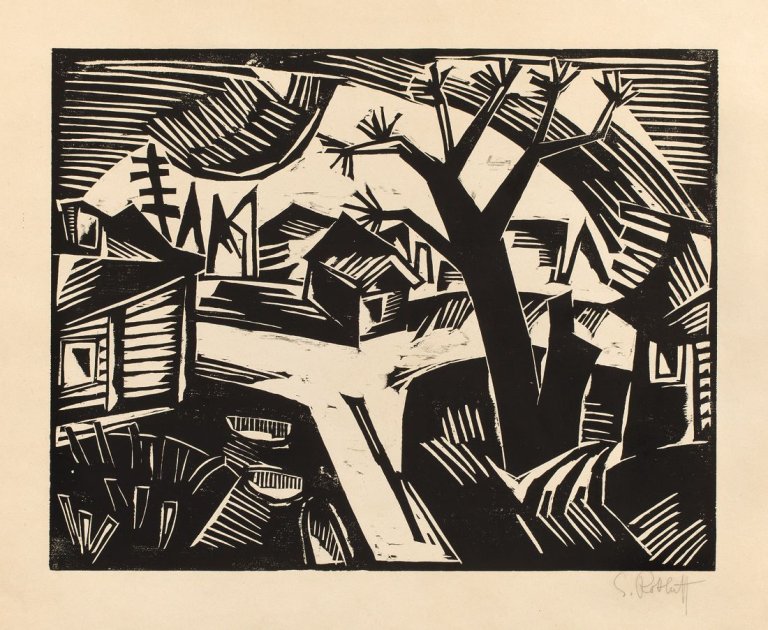 Auf diesem Bild ist das folgende Kunstwerk zu sehen: Karl Schmidt-Rottluff. „Russische Landschaft“. 1919.