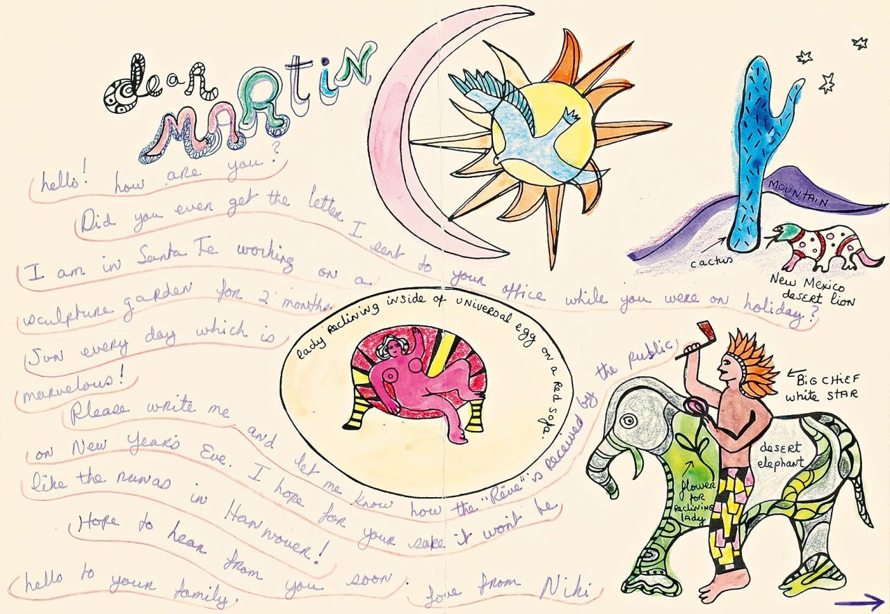 Auf diesem Bild ist das folgende Kunstwerk zu sehen: Niki de Saint Phalle. „Letter to Martin Neuffer“. 1976.