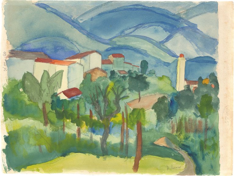 Auf diesem Bild ist das folgende Kunstwerk zu sehen: Hermann Hesse. Tessiner Landschaft. 1924.