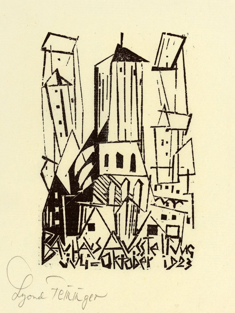 Auf diesem Bild ist das folgende Kunstwerk zu sehen: Lyonel Feininger. „Kirche (Bauhaus Ausstellung Juli-Oktober 1923)“. 1923.