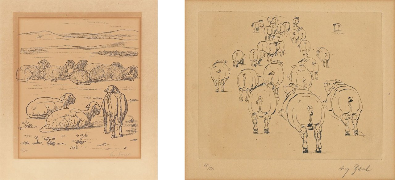 This picture shows the following artwork: August Gaul. „Schweinsgalopp von hinten“ / „Ruhende Schafe“. 1917 / 1915-18.