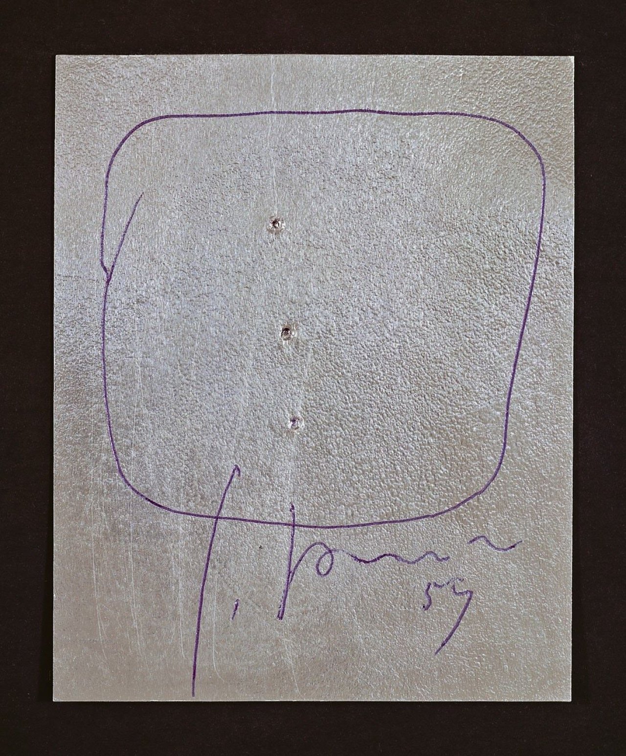 Auf diesem Bild ist das folgende Kunstwerk zu sehen: Lucio Fontana. „Concetto Spaziale“. 1959.