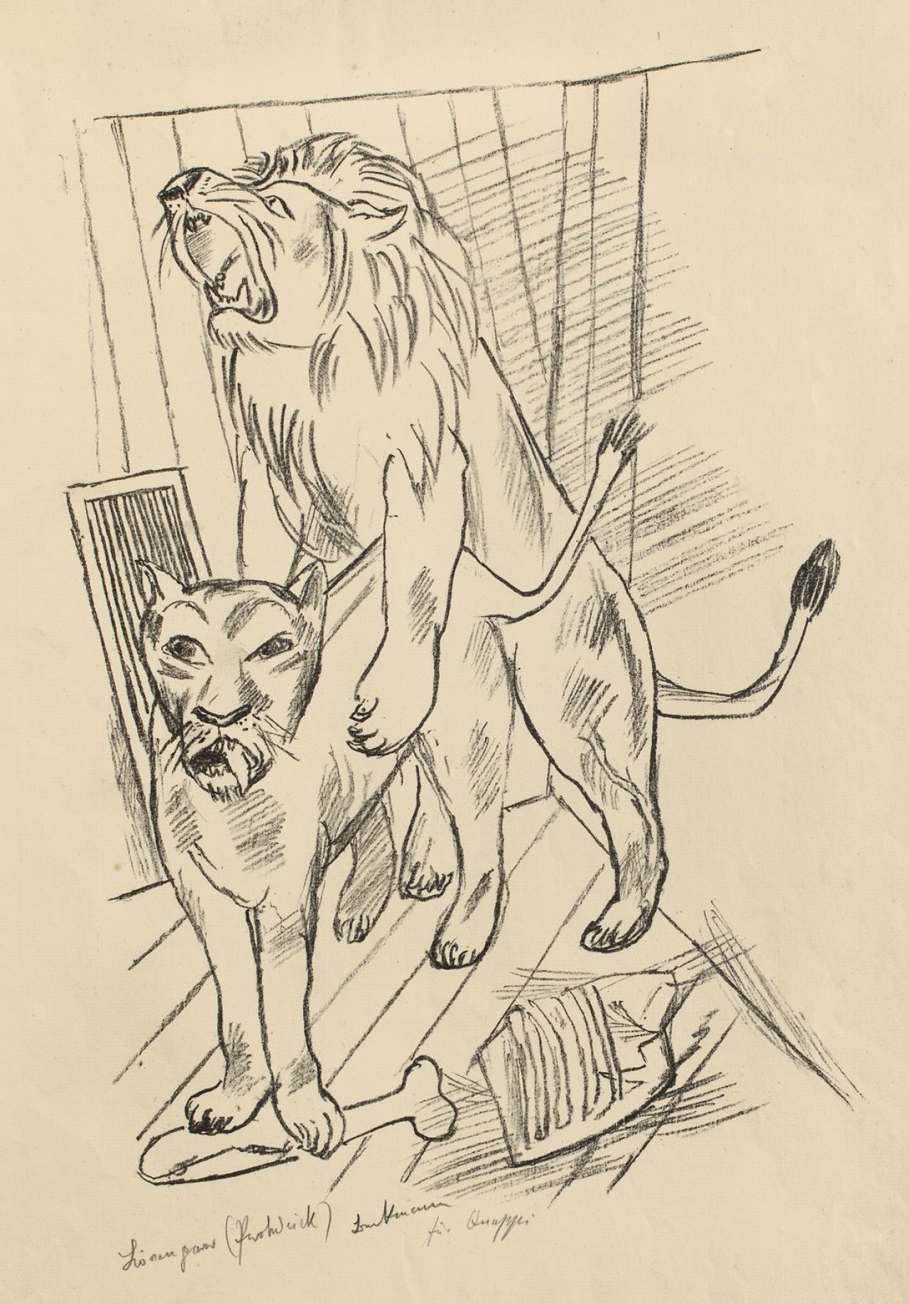 Auf diesem Bild ist das folgende Kunstwerk zu sehen: Max Beckmann. „Löwenpaar“. 1921.