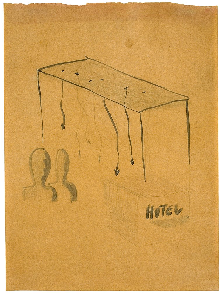 Auf diesem Bild ist das folgende Kunstwerk zu sehen: Rosemarie Trockel. Ohne Titel (Hotel). 1986.