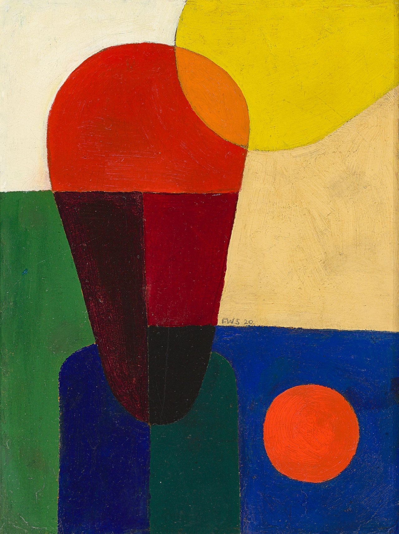 Auf diesem Bild ist das folgende Kunstwerk zu sehen: Franz Wilhelm Seiwert. „Stark abstrahierte Halbfigur“. 1920.