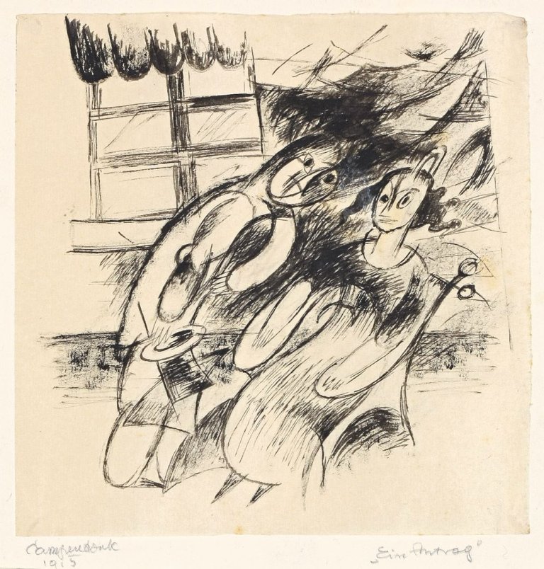 Auf diesem Bild ist das folgende Kunstwerk zu sehen: Heinrich Campendonk. „Ein Antrag“. 1915.