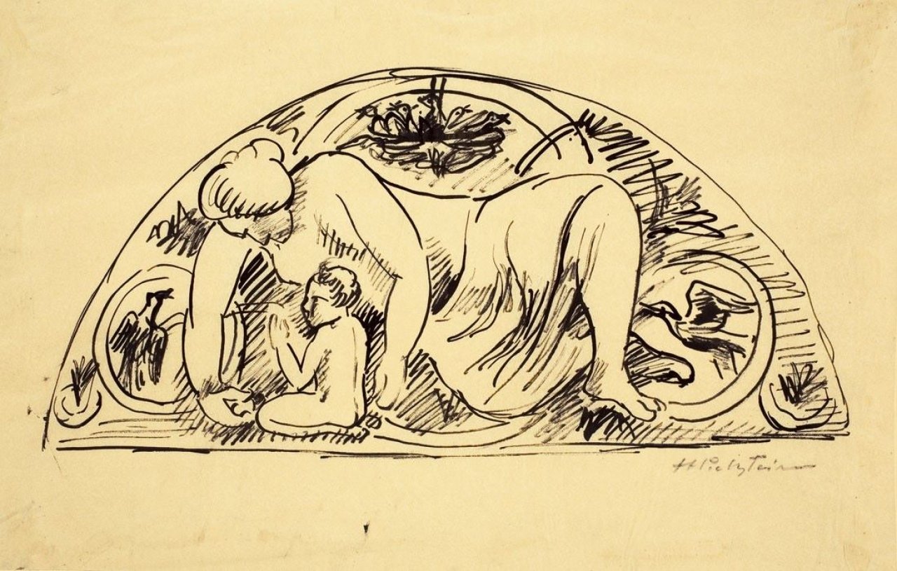 Auf diesem Bild ist das folgende Kunstwerk zu sehen: Max Pechstein. Entwurf für ein Mosaik. Um 1912.