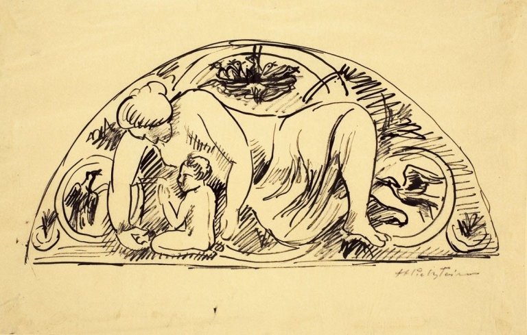 Auf diesem Bild ist das folgende Kunstwerk zu sehen: Max Pechstein. Entwurf für ein Mosaik. Um 1912.