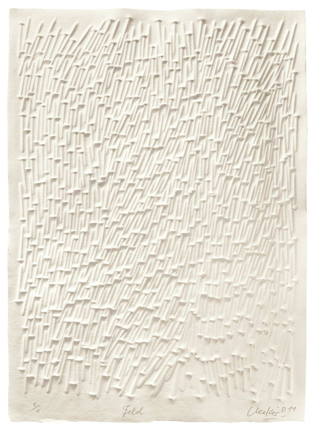 Auf diesem Bild ist das folgende Kunstwerk zu sehen: Günther Uecker. „Feld“. 2011.