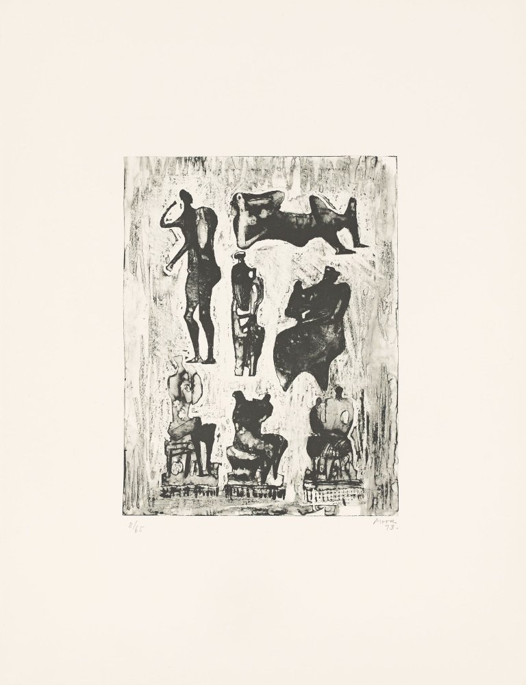 Auf diesem Bild ist das folgende Kunstwerk zu sehen: Henry Moore. „Seven Sculptural Ideas“. 1973.